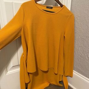 Mustard Peplum Tie Top